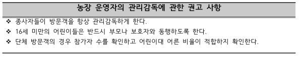 농장 운영자의 관리감독에 관한 권고 사항