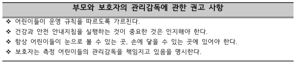 부모와 보호자의 관리감독에 관한 권고 사항