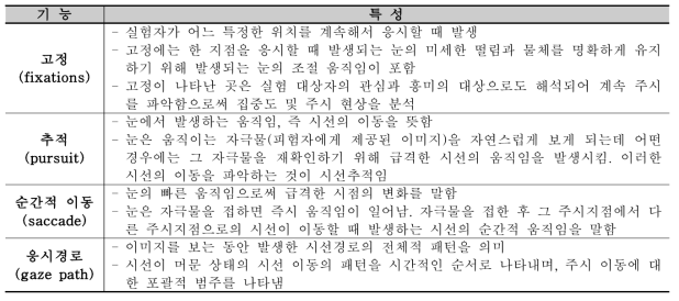 시선 움직임의 기능별 특성