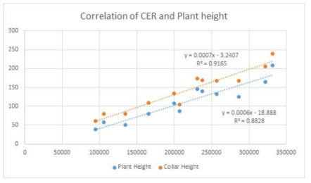 누적 CER과 초장신장과의 관계