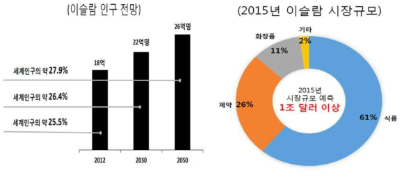 세계 이슬람 인구전망 및 시장규모 추정 (한국농촌경제연구소, 2015)