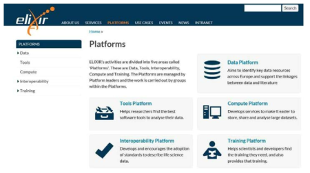 ELIXIR의 플랫폼 (https://www.elixir-europe.org/platforms)