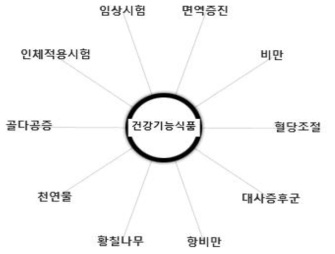 건강기능식품&인체적용시험 연관 연구주제 map