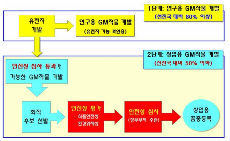 상업용 GM작물 개발 단계 및 한국의 기술경쟁력