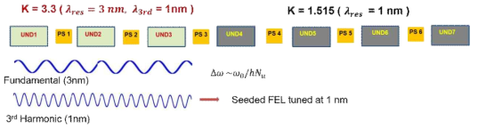 Harmonic lasing self-seed FEL(HLSS FEL)의 개념도