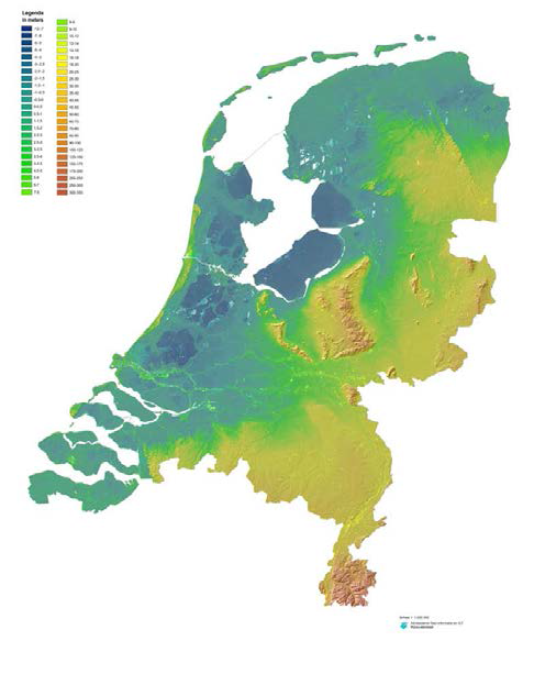 네덜란드 국토의 고도별 분포