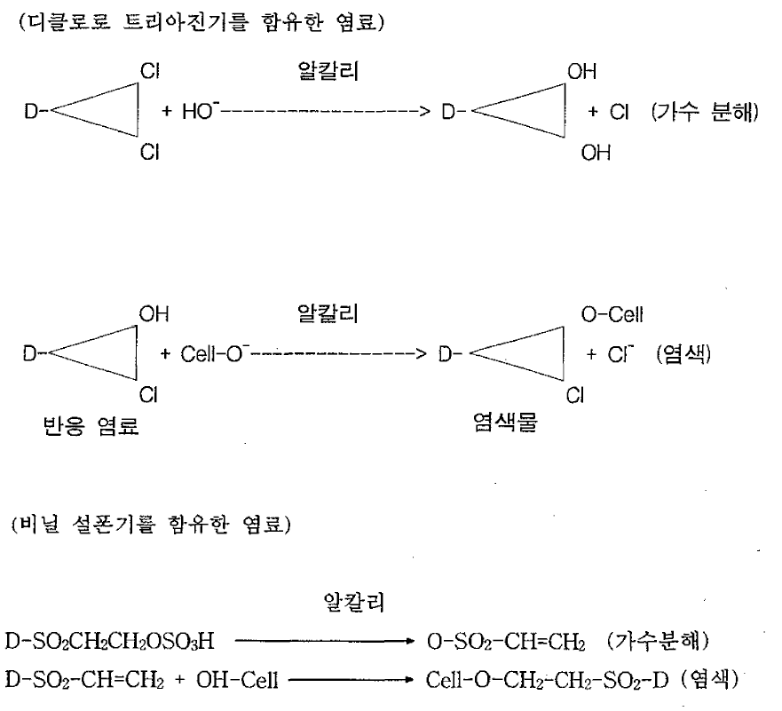 반응성 염료와 셀를로오스의 반응 기전