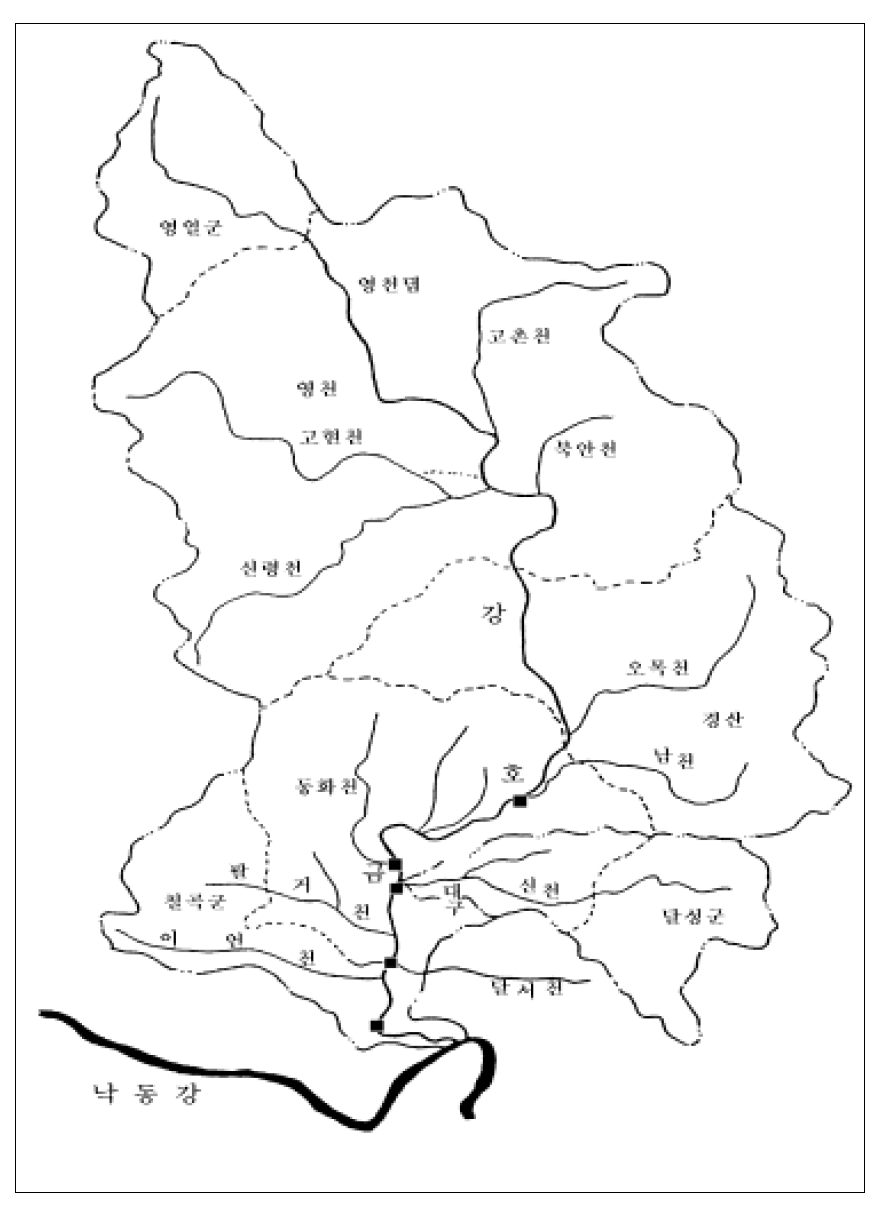 집중적 조사를 위한 수질측정망 설치지점