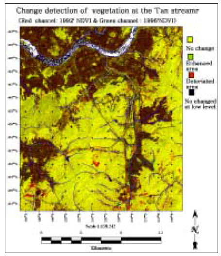 탄천 NDVI의 변화감지 (1992∼1996)