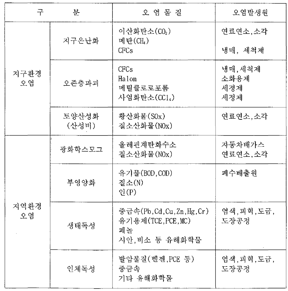 환경오염물질의 영향