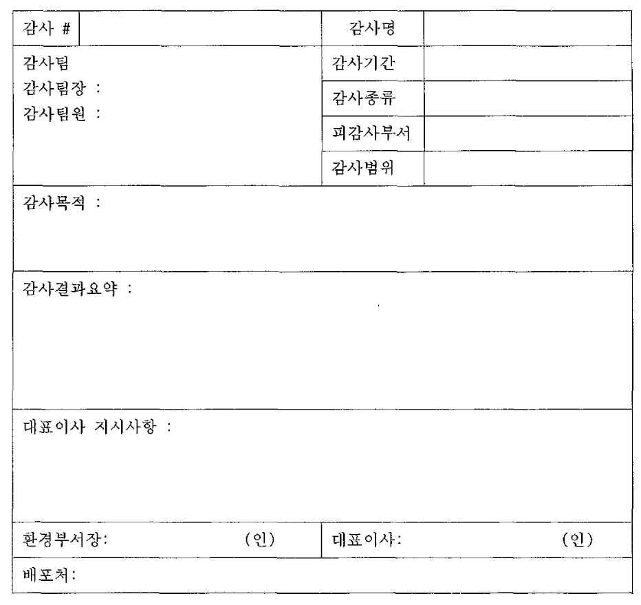 환경감사 보고서 양식