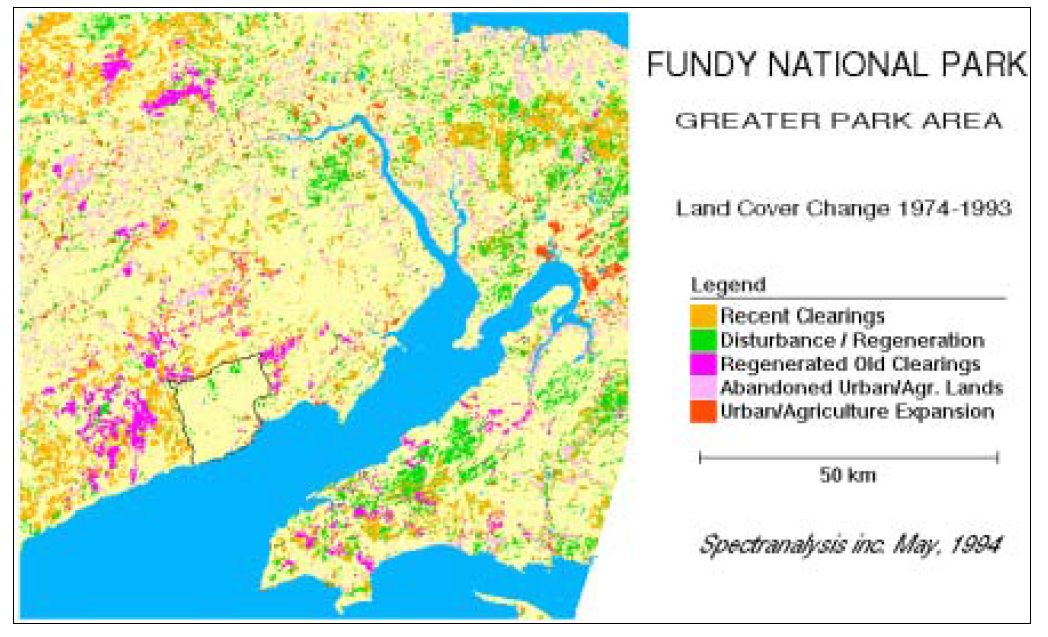 Canada New Brunswick, Fundy National Park 주변의 19년간 토지이용 변화분석 (Landsat MSS와 TM 자료)