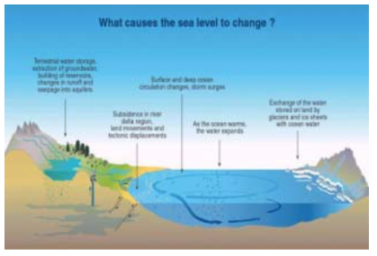 해수면 변화에 기여하는 요인, 자료: IPCC, 2001