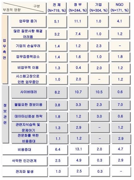 정보화 사업을 통한 부정적 효과