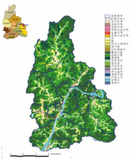 북한강 본류 유역 토지피복본류도