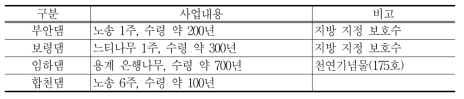 댐 사업의 거수목 보호 현황