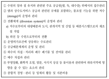 물공급과 관리에 따른 잠재적 발생비용