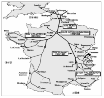 프랑스 TGV 네트워크 노선도