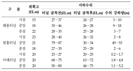 조사공의 모델링 시뮬레이션에 의한 수위강하량