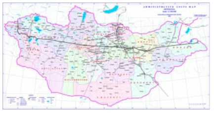 Administrative units map of Mongolia