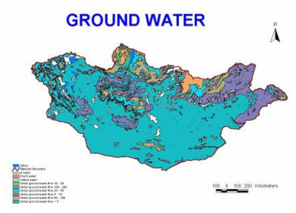 Groundwater map of Mongolia