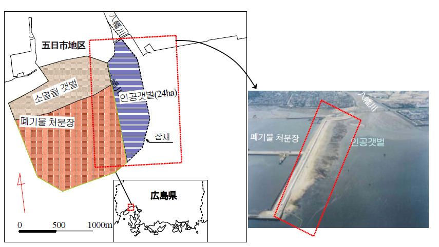 廣島(Hiroshima)현 五日市(Itsukaichi)지구 인공갯벌