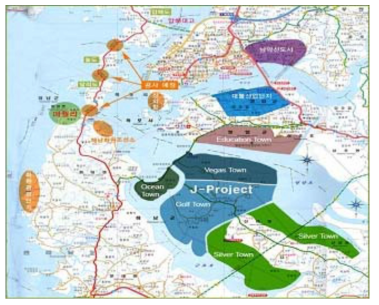 J 프로젝트를 포함하는 서남해안 개발 계획, 제4차국토계획 수정 계획