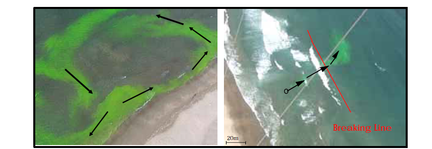 항공사진의 촬영에 의한 해빈류 흐름분석의 일례