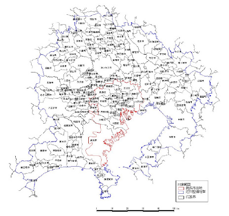 동경수도권의 계획범역 (자료：自然環境の總點檢に關する協議會. 2004)