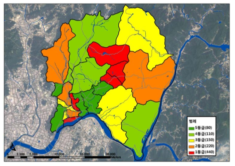 인구증가율 분석에 의한 개발위험 평가도