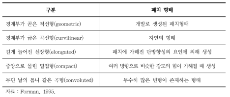 패치 모양과 형태