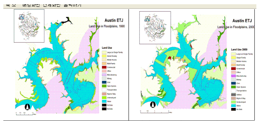 ETJ 지역의 범람원 내(內) 토지이용(1990, 2000)