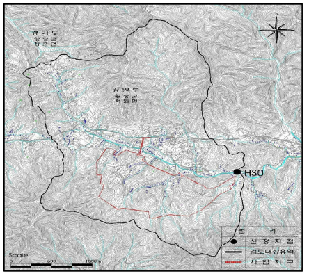 홍수유출량 산정지점도 예시