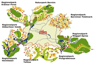 Berlin-Brandenburg의 지역녹지체계(Regionalpark) 구상도