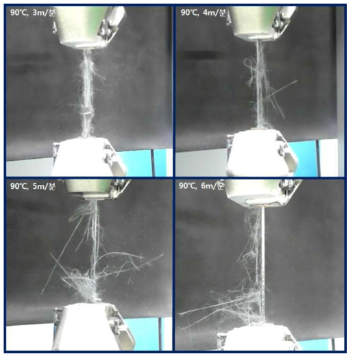 열경화성 토우 프리프레그 인장시험 파단양상 [건조부 온도 : 90℃]