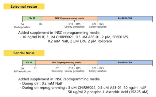 Schema for iNSC reprogramming