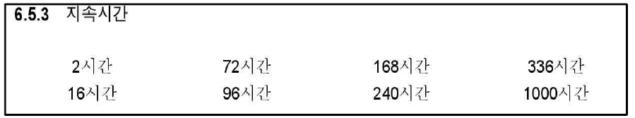 지속시간 시험항목 선정표