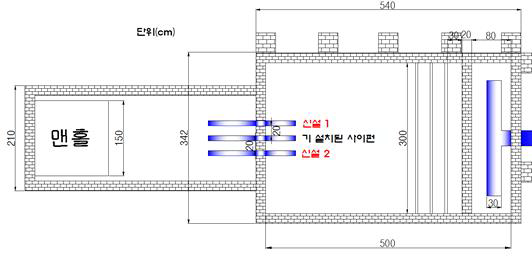 유량조절 사이펀 모형 평면도