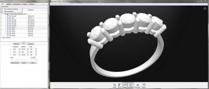 Luxion사 의 Keyshot animation setup 화면