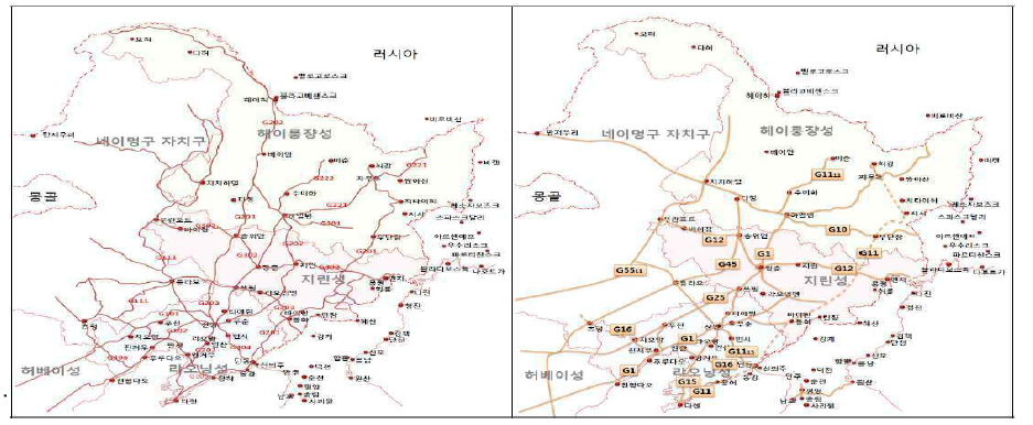 동북3성 도로망 개념도