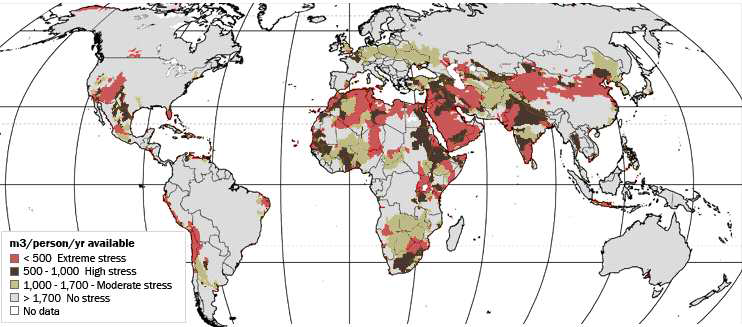 2025년 사용가능한 수자원 현황 (Global water market, 2011)
