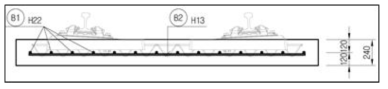 궤도 슬래브 설계 단면 및 배근