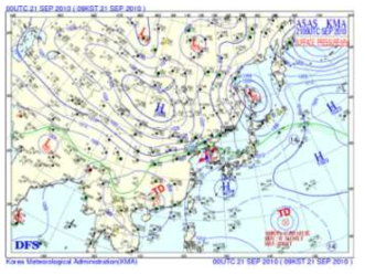 2010년 9월 21일 09시 지상일기도