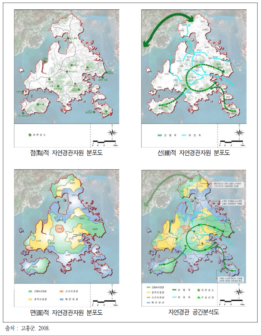 자연경관 분야 공간환경 현황 작성 사례