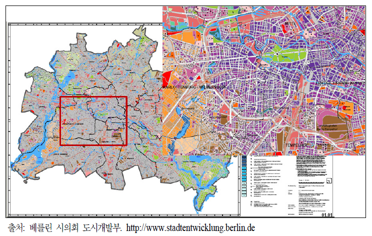 베를린 시 환경지도 중 토양군 현황도