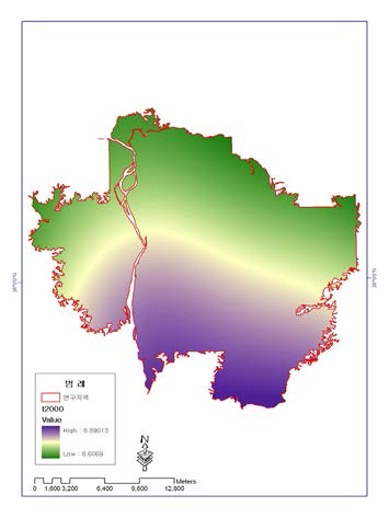 1970-2000년 기온분포