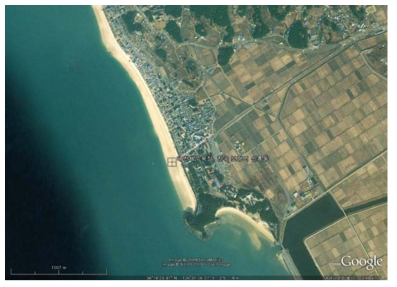 대천 해수욕장 상가위치 특성 자료출처: Google Earth 위성사진