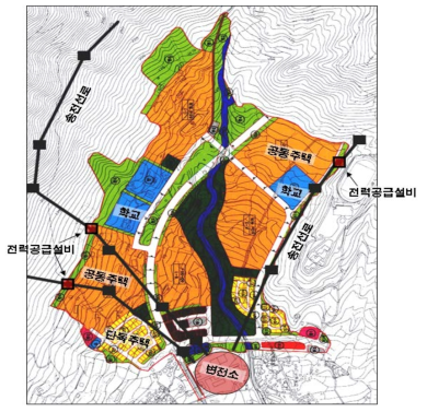 진해 자은 국민임대주택단지 토지이용계획도 및 고압송전선로