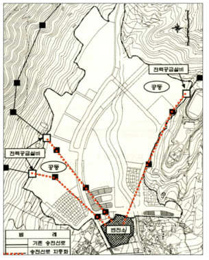 진해자은지구 송전선로 지중화 계획도
