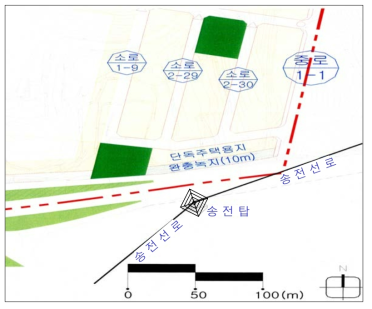 고압송전선로 관련 토지이용계획도